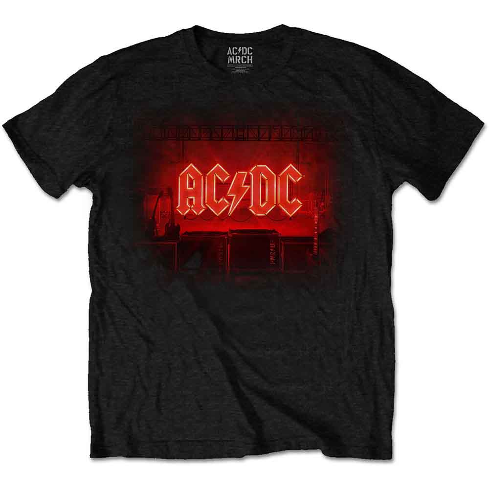 AC/DC Unisex T-Shirt: Dark Stage/Track list (Black) (Back Print)