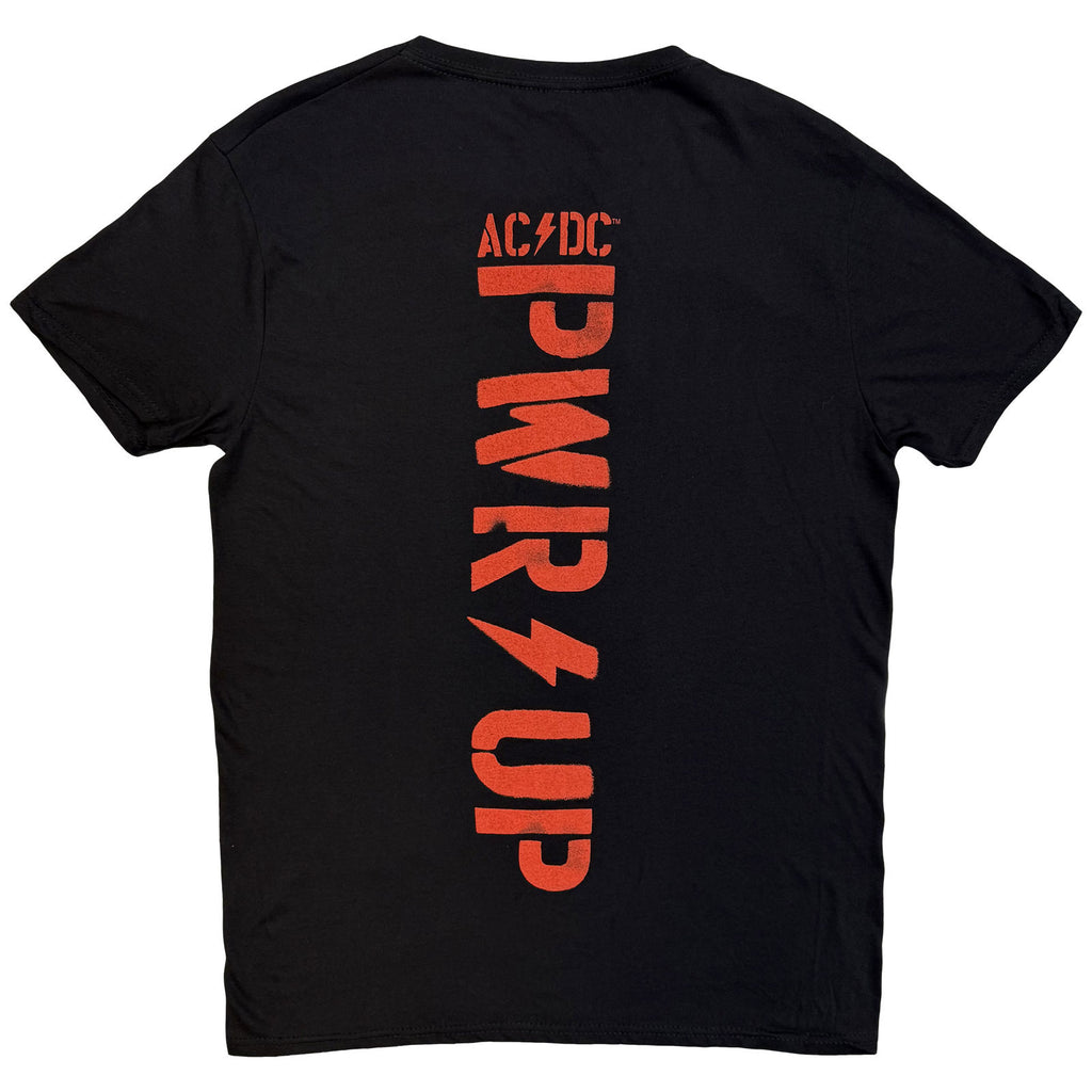 AC/DC Unisex T-Shirt: Angus Finger Horns (Black) (Back Print)