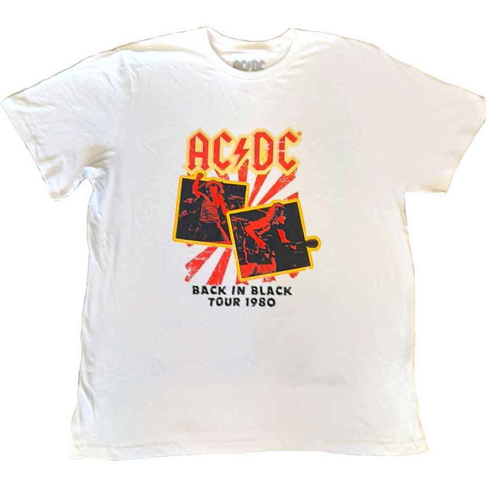 AC/DC Unisex T-Shirt: Back in Black Tour 1980 (White)
