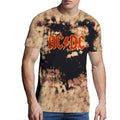 AC/DC Unisex T-Shirt: Logo (Dip Dye Tan And Black) (Wash Collection)