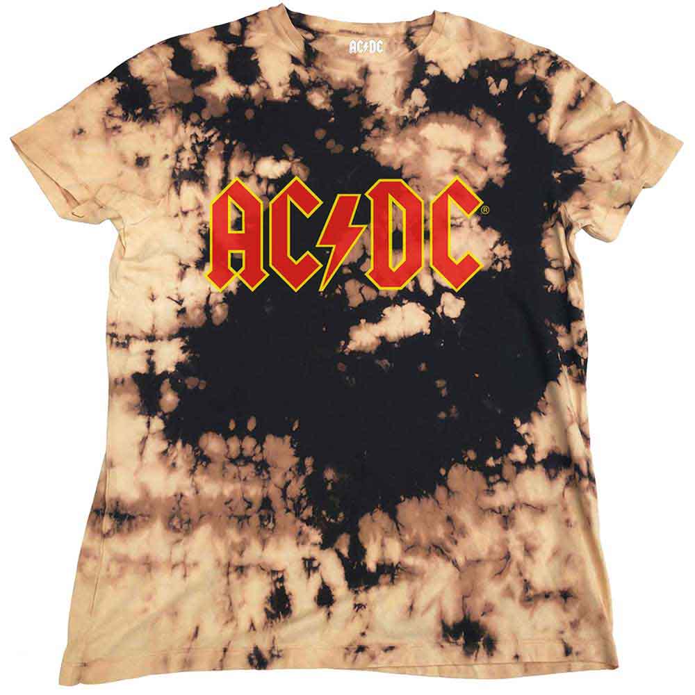 AC/DC Unisex T-Shirt: Logo (Dip Dye Tan And Black) (Wash Collection)