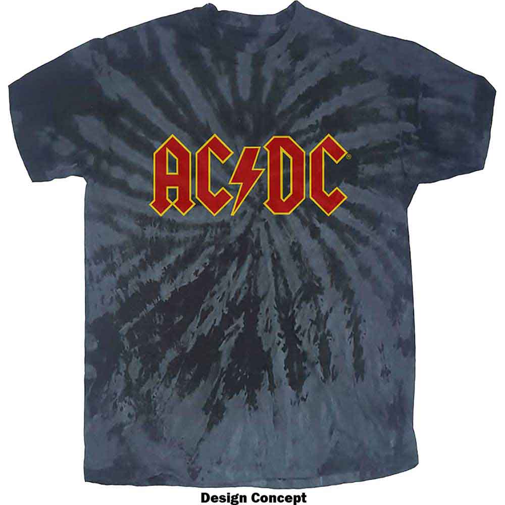 AC/DC Unisex T-Shirt: Logo (Dip-Dye On Black) (Wash Collection)