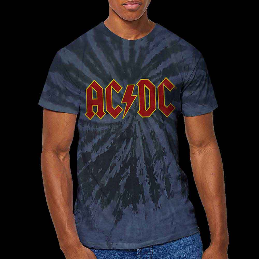 AC/DC Unisex T-Shirt: Logo (Dip-Dye On Black) (Wash Collection)