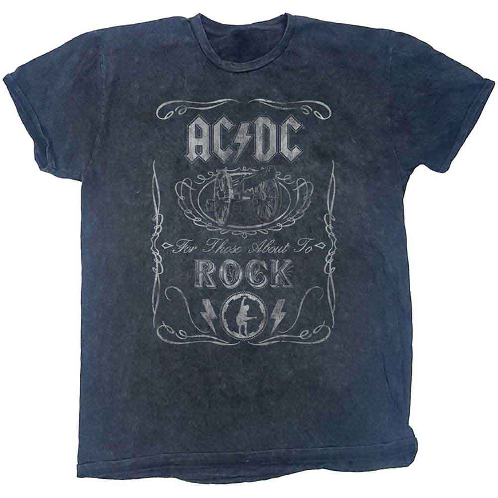 AC/DC Unisex T-Shirt: Cannon Swig (Dip-Dye On Black) (Wash Collection)