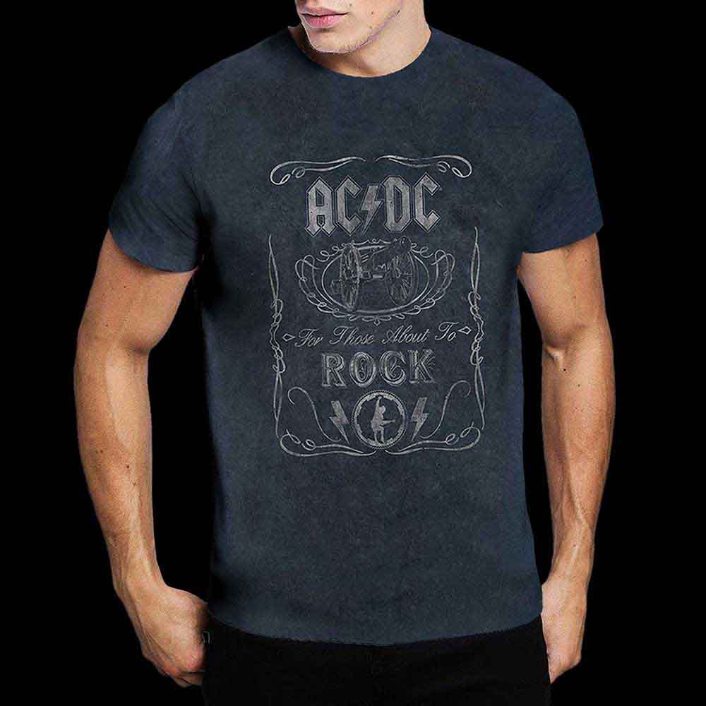 AC/DC Unisex T-Shirt: Cannon Swig (Dip-Dye On Black) (Wash Collection)