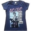 AC/DC Ladies T-Shirt: Vintage DDDDC (Navy Blue)