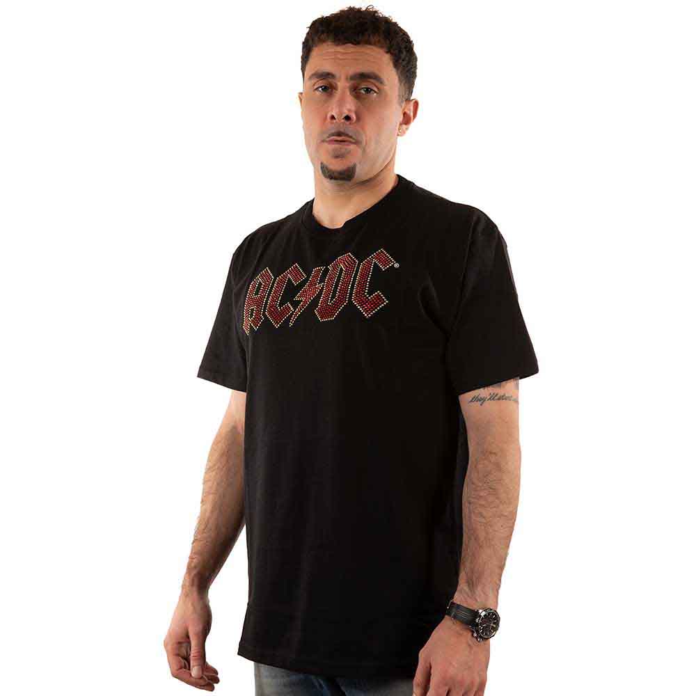 AC/DC Unisex T-Shirt: Full Colour Logo (Black) (Embellished)