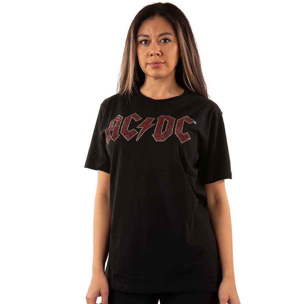 AC/DC Unisex T-Shirt: Full Colour Logo (Black) (Embellished)
