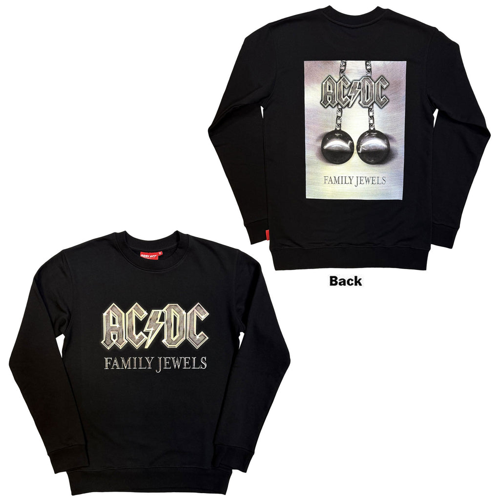 AC/DC Unisex Unplugged Sweatshirt: Family Jewels (Black) (Back Print)