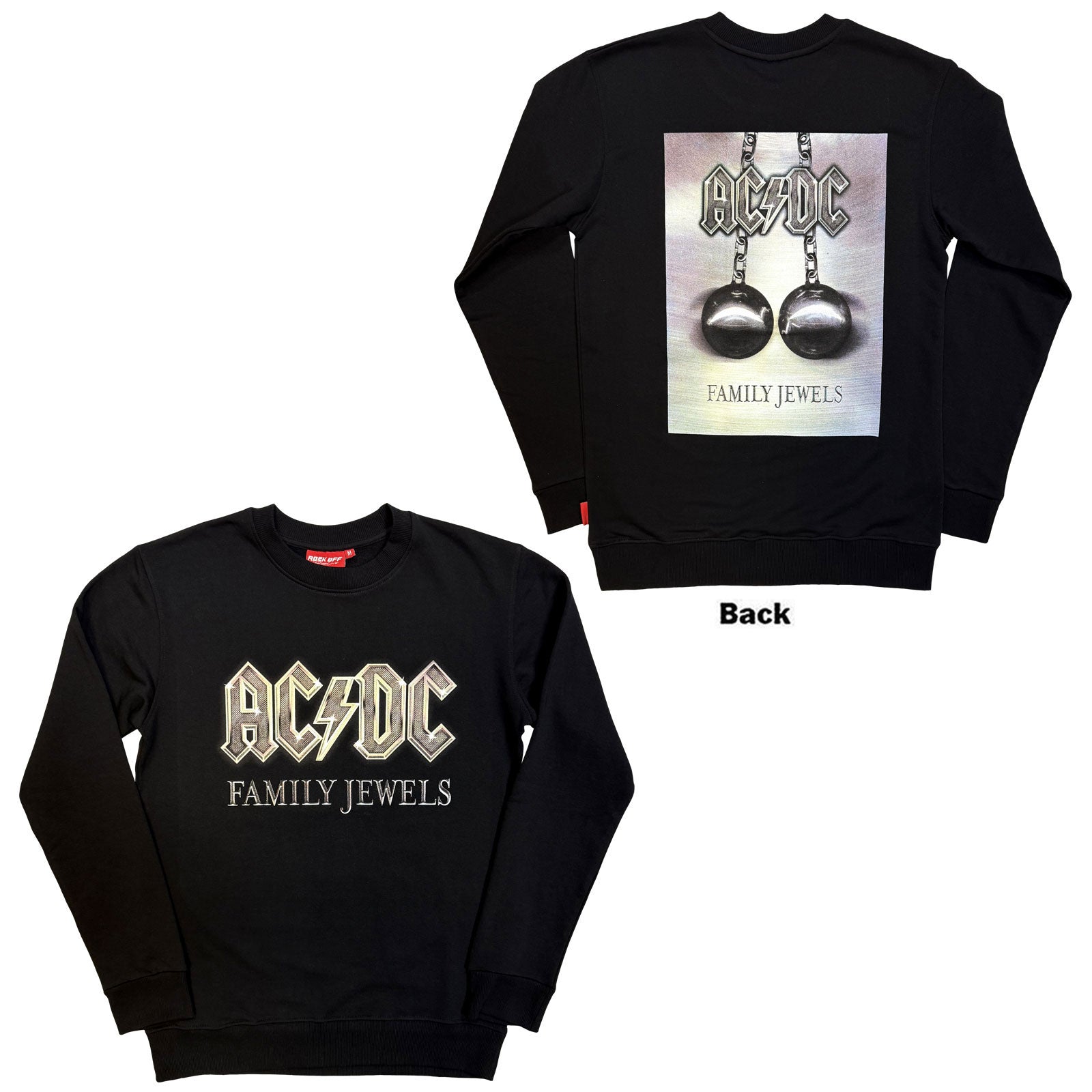 AC/DC Unisex Unplugged Sweatshirt: Family Jewels (Black) (Back Print)