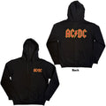 AC/DC Ladies Zipped Hoodie: Logo (Black) (Back Print)