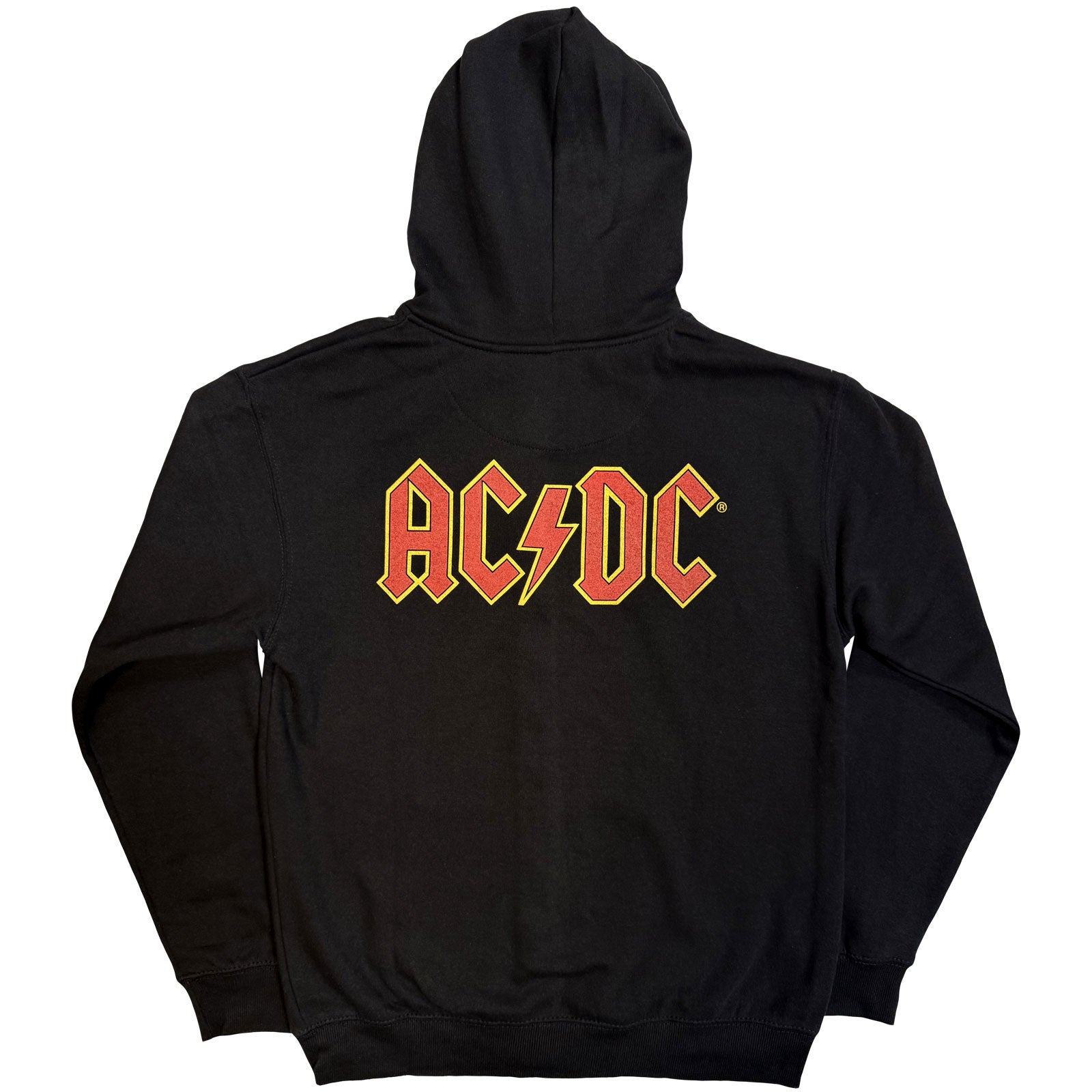 AC/DC Ladies Zipped Hoodie: Logo (Black) (Back Print)