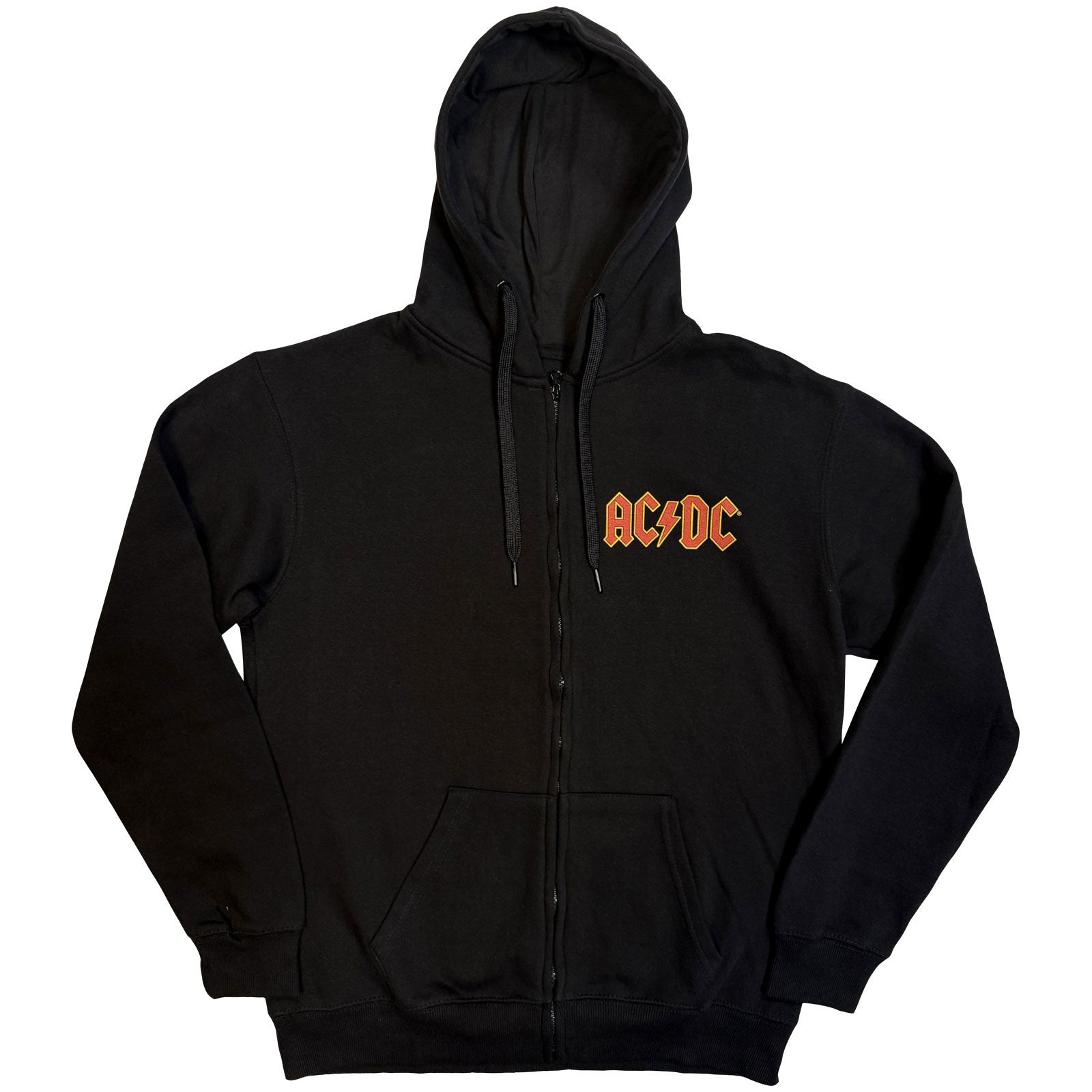 AC/DC Ladies Zipped Hoodie: Logo (Black) (Back Print)