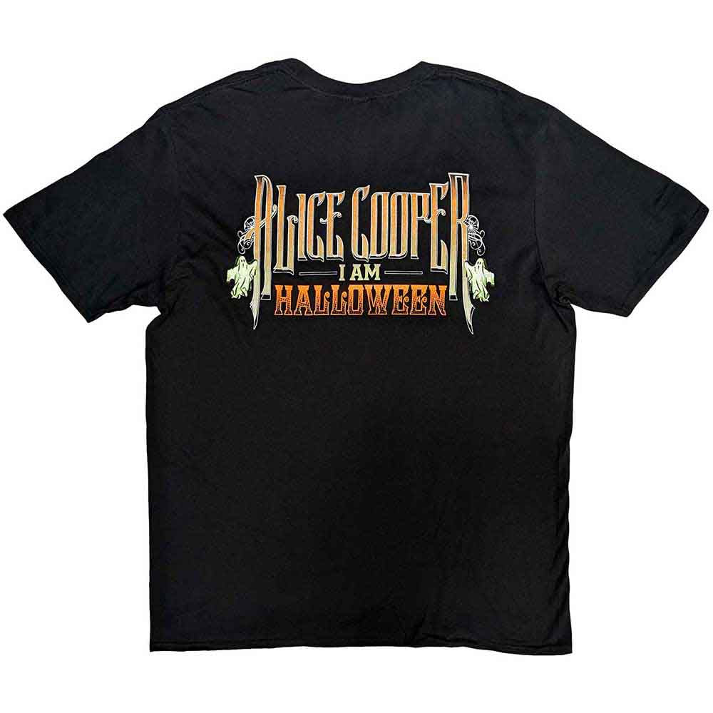 Alice Cooper Unisex T-Shirt: I am Halloween (Black) (Back Print)