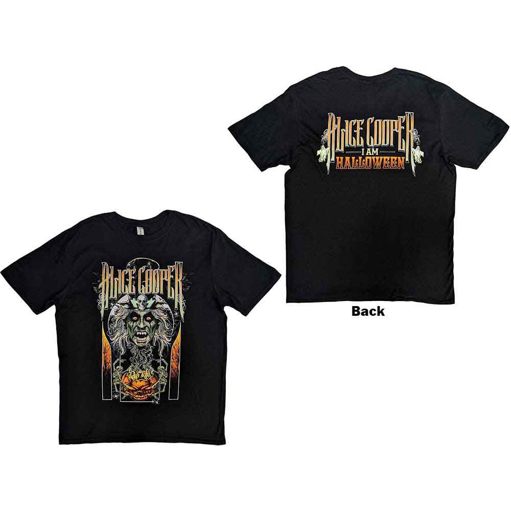 Alice Cooper Unisex T-Shirt: I am Halloween (Black) (Back Print)
