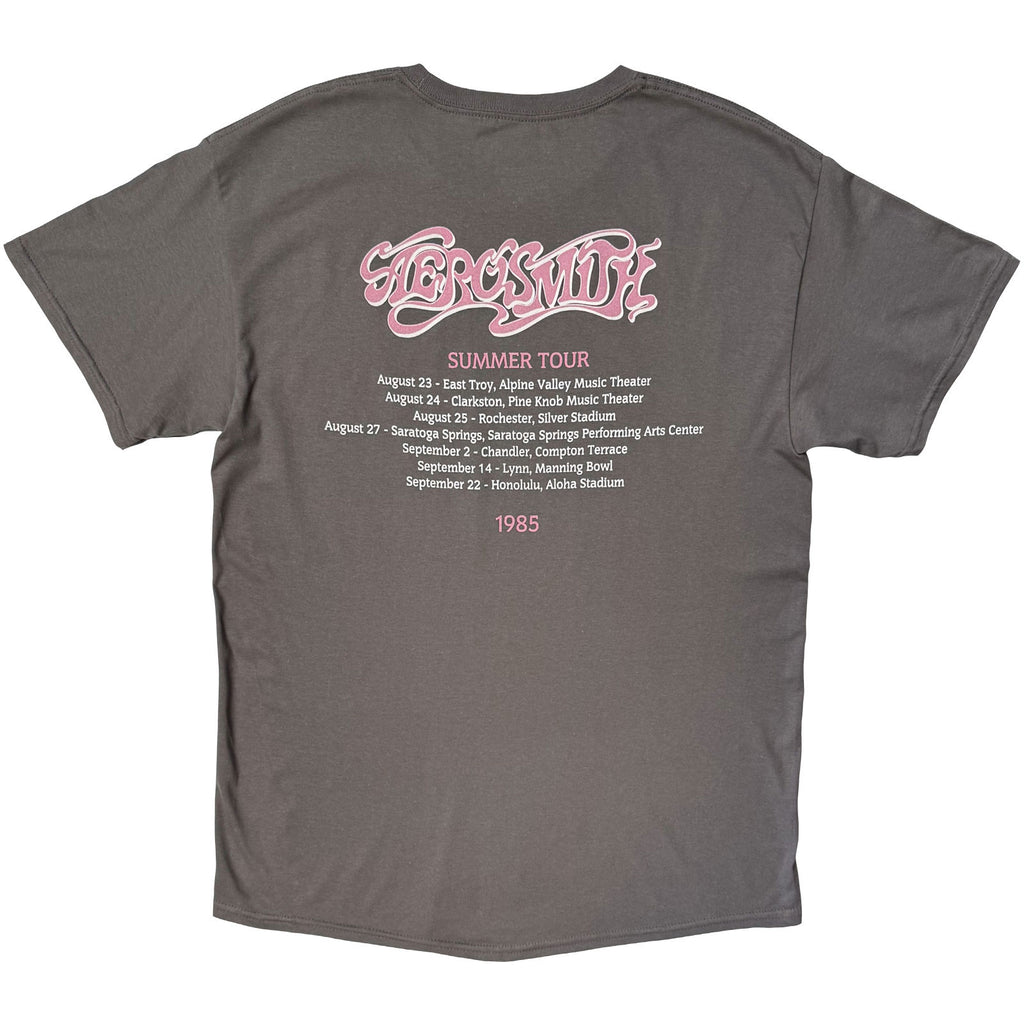 Aerosmith Unisex T-Shirt: Summer Tour '85 (Charcoal Grey) (Back Print)