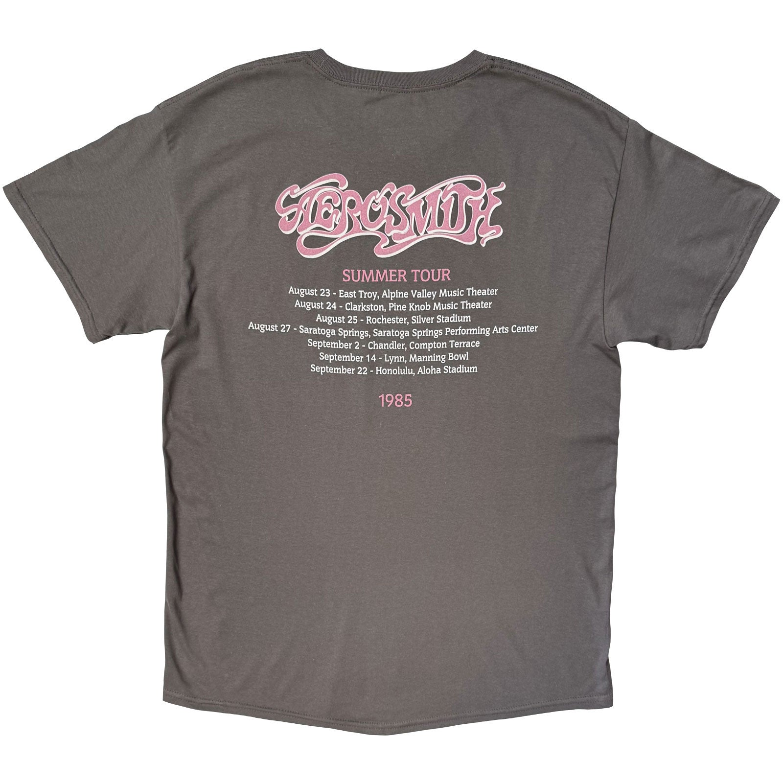 Aerosmith Unisex T-Shirt: Summer Tour '85 (Charcoal Grey) (Back Print)
