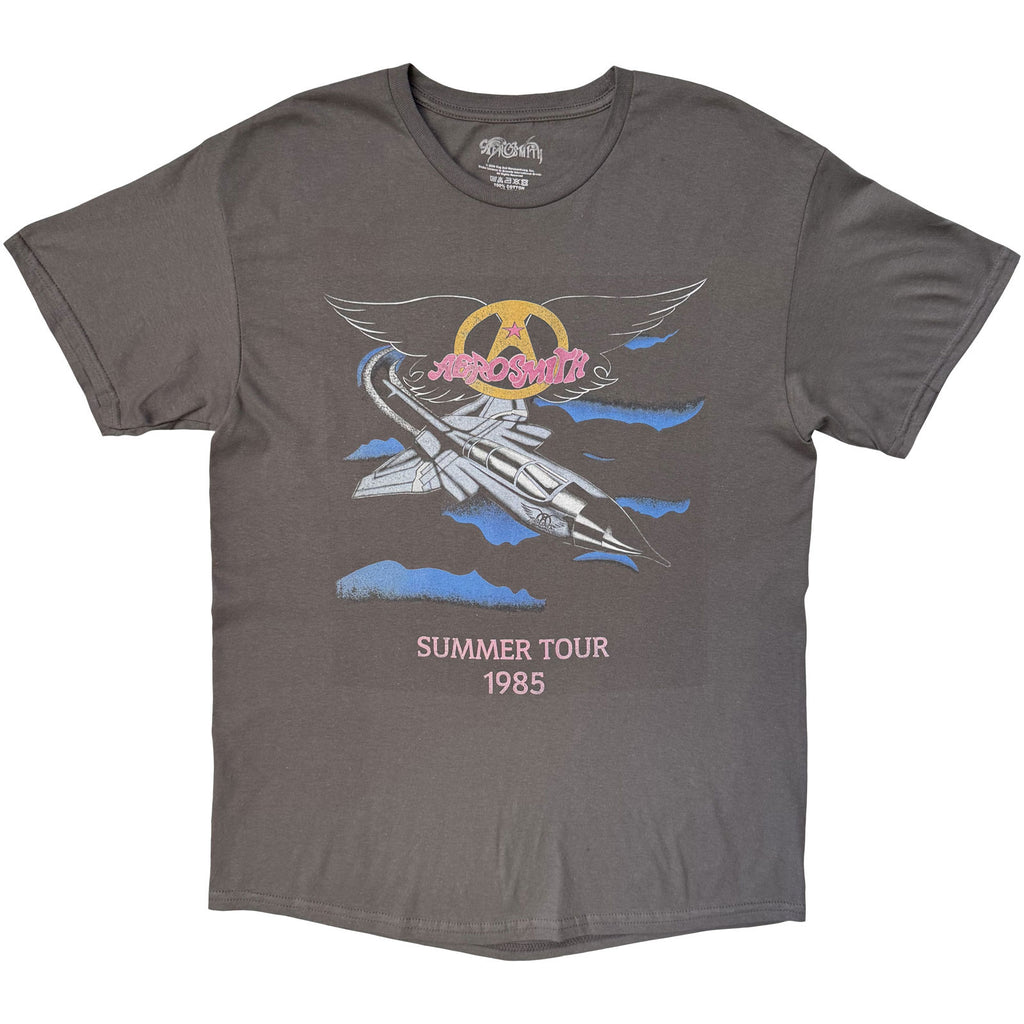 Aerosmith Unisex T-Shirt: Summer Tour '85 (Charcoal Grey) (Back Print)