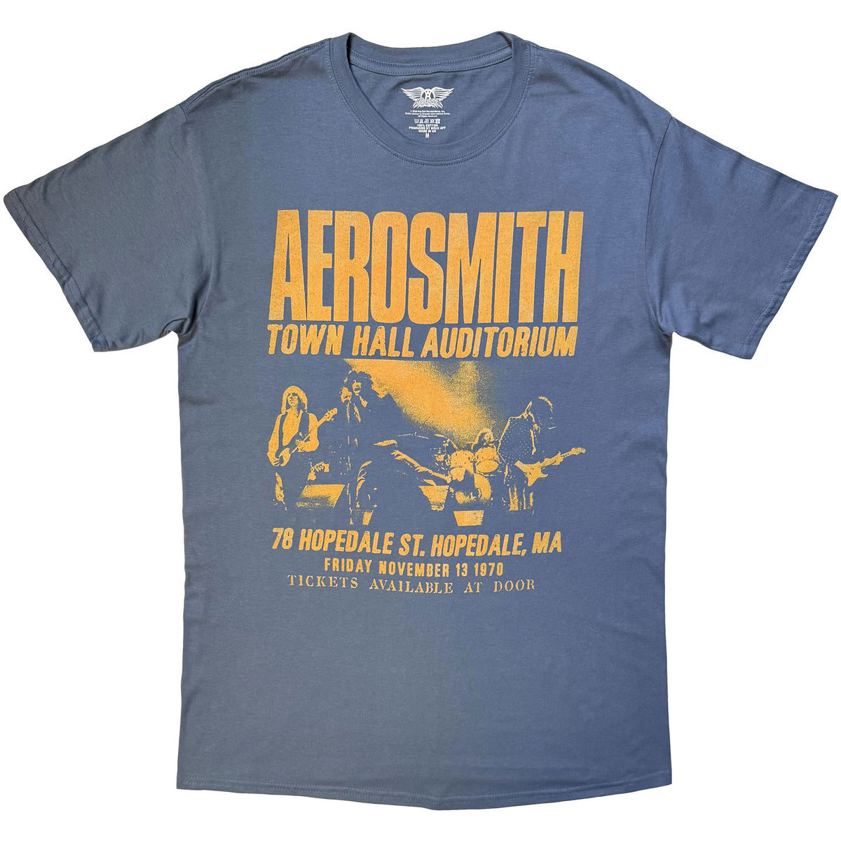 Aerosmith Unisex T-Shirt: Town Hall (Blue)