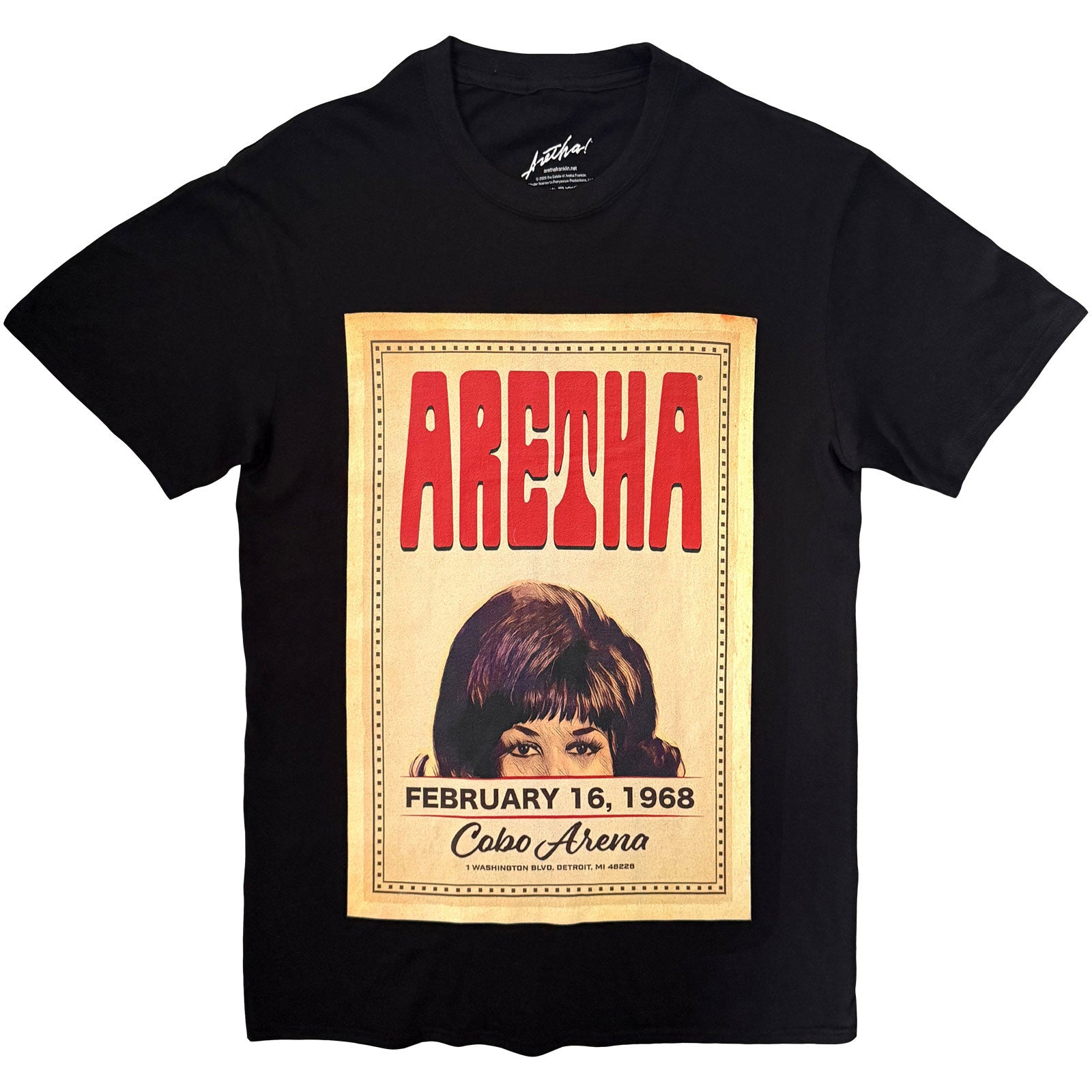 Aretha Franklin Unisex T-Shirt: Cobo Hall (Black)