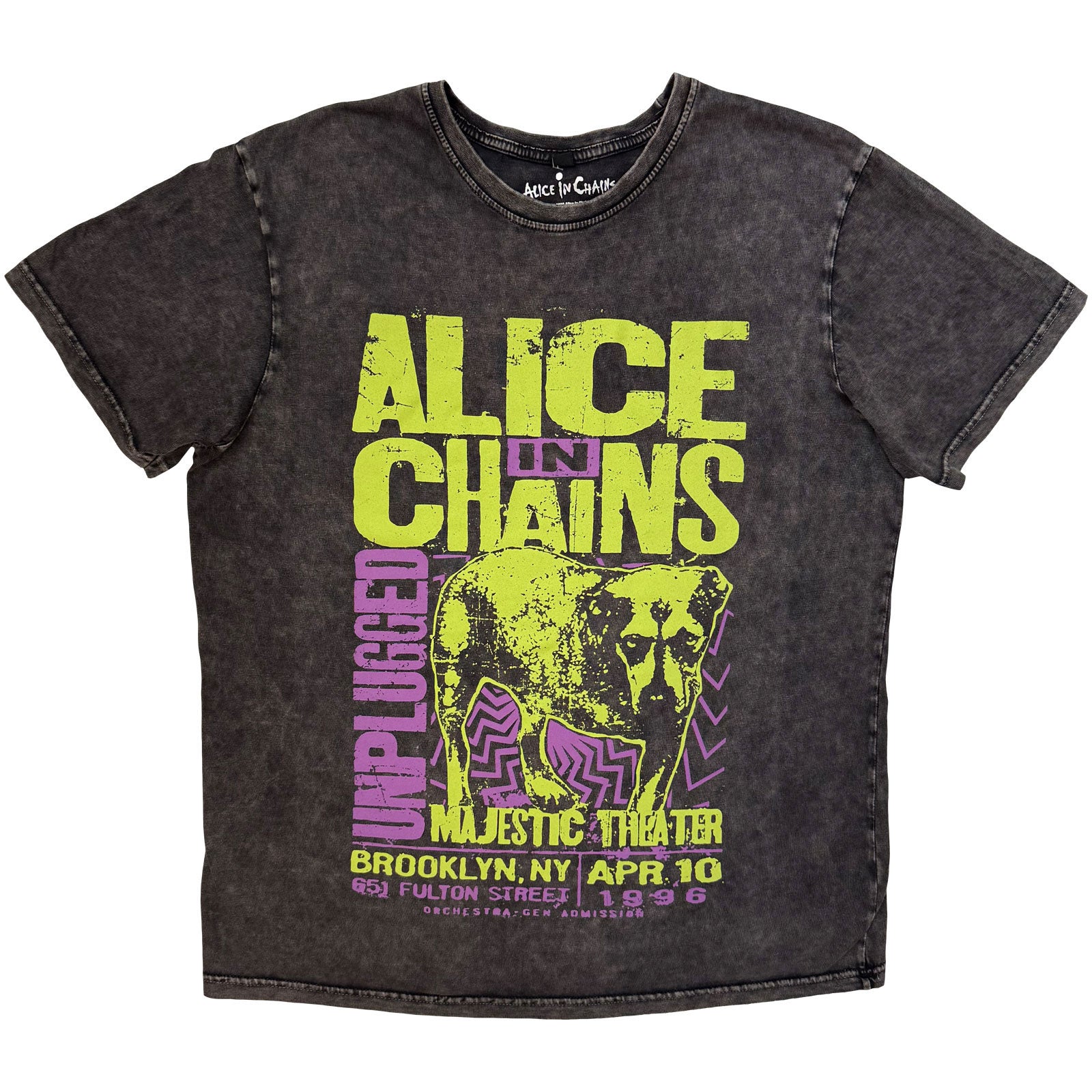 Alice In Chains Unisex Stone Wash T-Shirt: Unplugged Dog (Charcoal Grey)