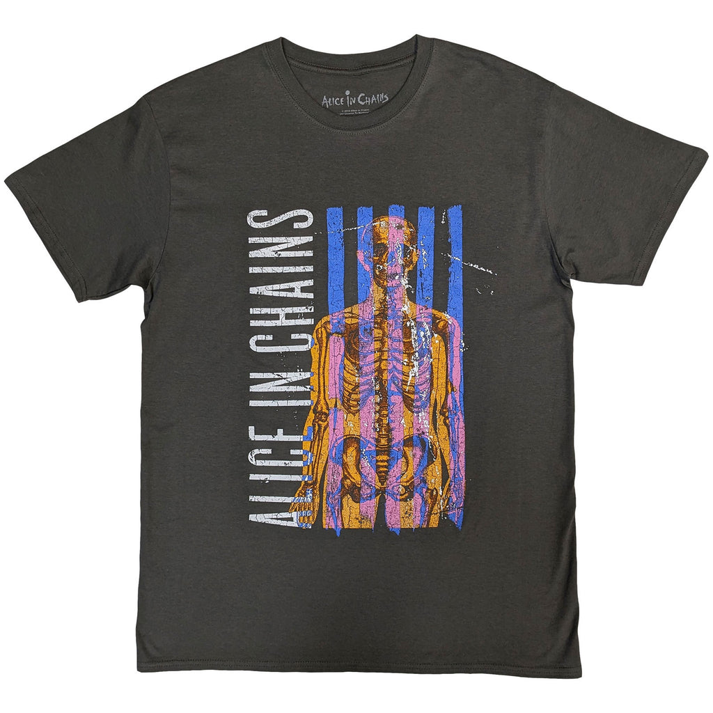 Alice In Chains Unisex Stone Wash T-Shirt: Skeletal (Charcoal Grey)