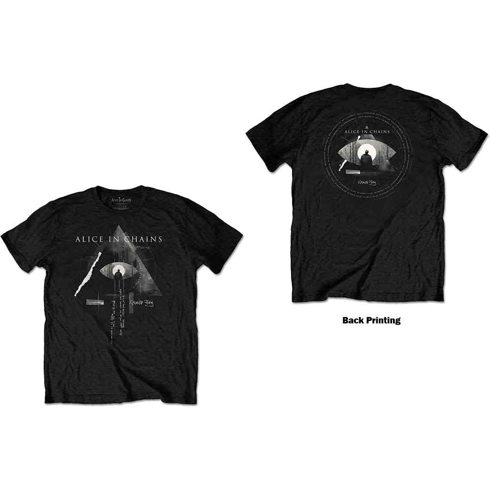 Alice In Chains Unisex T-Shirt: Fog Mountain (Black) (Back Print)