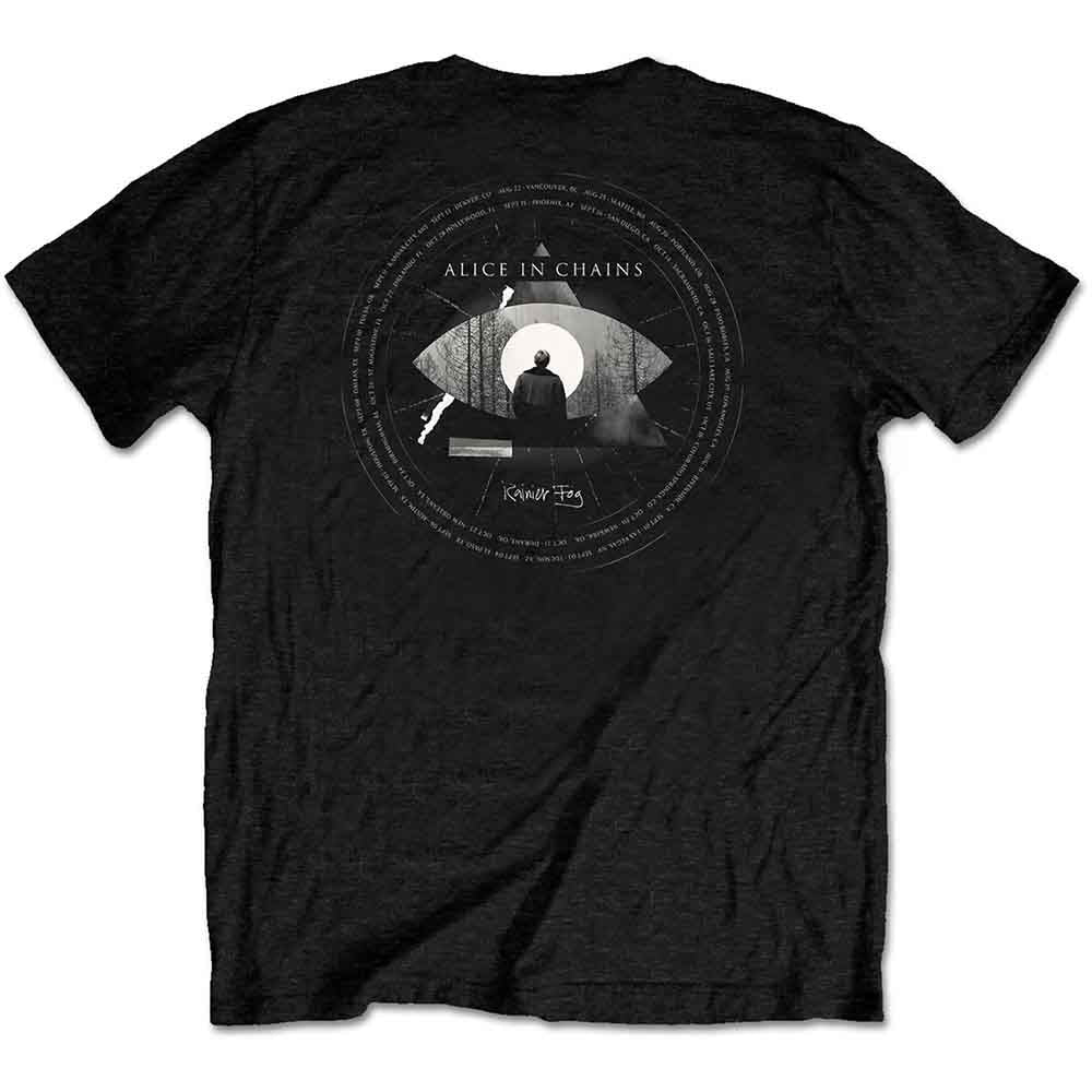 Alice In Chains Unisex T-Shirt: Fog Mountain (Black) (Back Print)