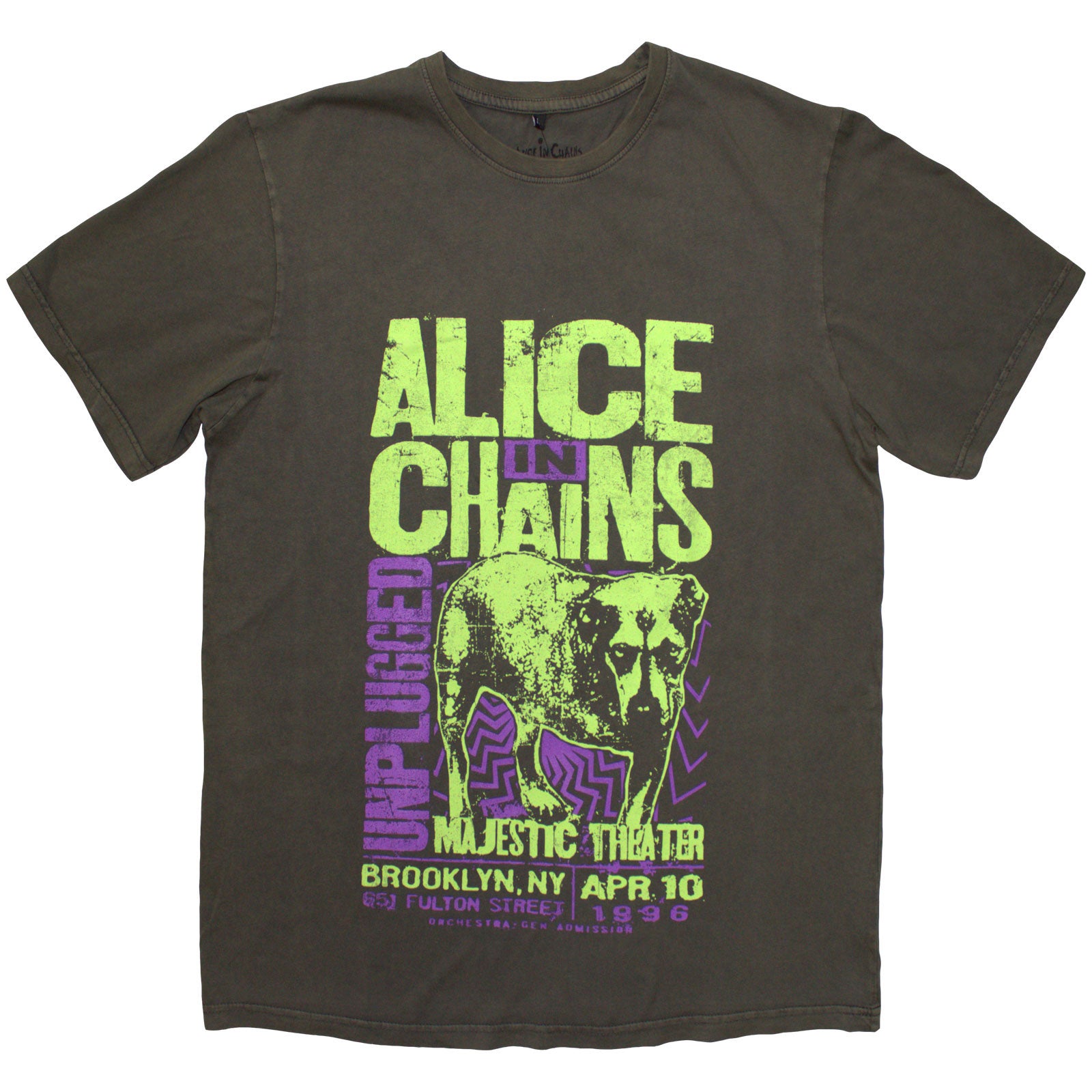 Alice In Chains Unisex T-Shirt: Unplugged Dog (Grey Wash) (Wash Collection)