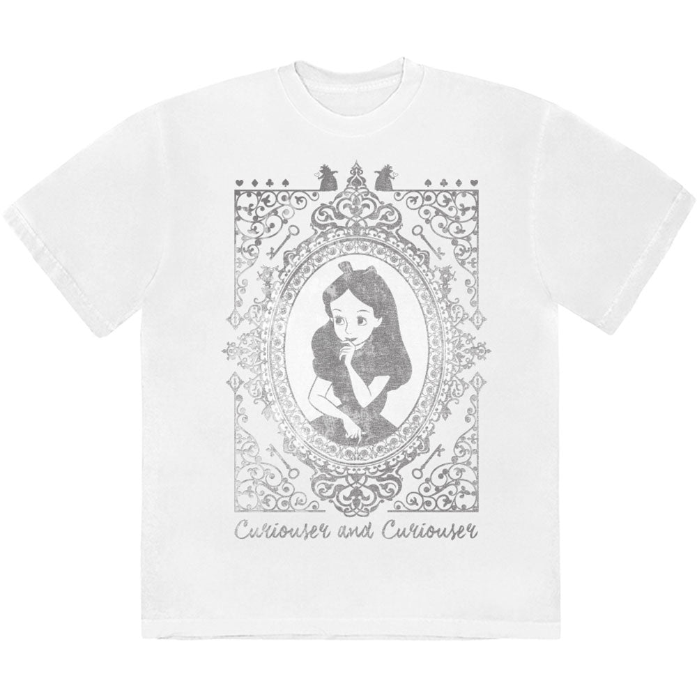 Disney Unisex T-Shirt: Alice In Wonderland - Alice Curiouser & Curiouser (White)
