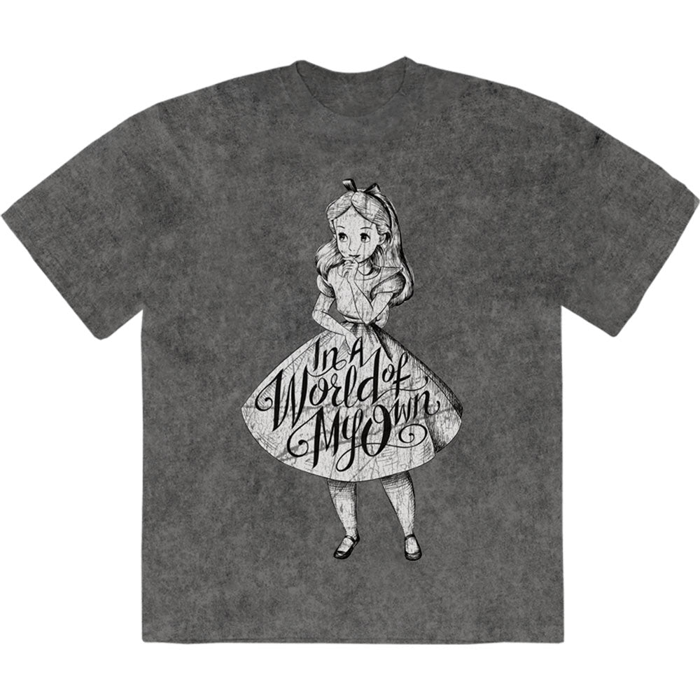 Disney Unisex T-Shirt: Alice In Wonderland - In A World Of My Own Jumbo (Charcoal Grey)