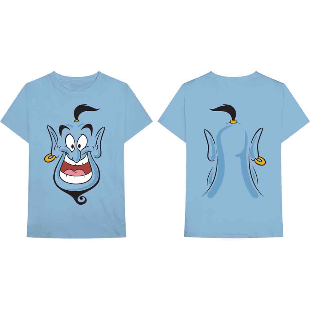 Disney Unisex T-Shirt: Aladdin Genie (Light Blue) (Back Print)