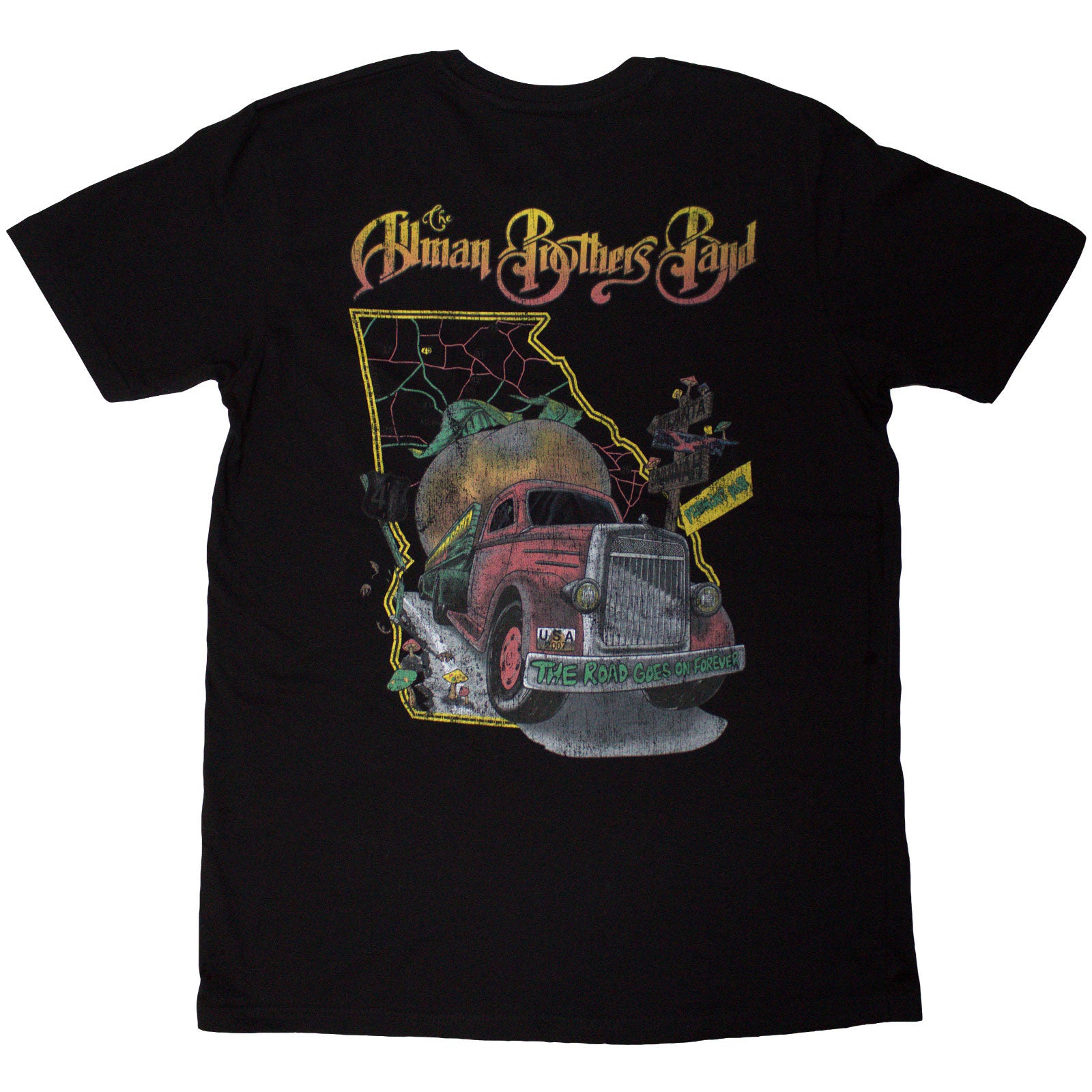 The Allman Brothers Band Unisex T-Shirt: Road Goes On (Black) (Back Print)