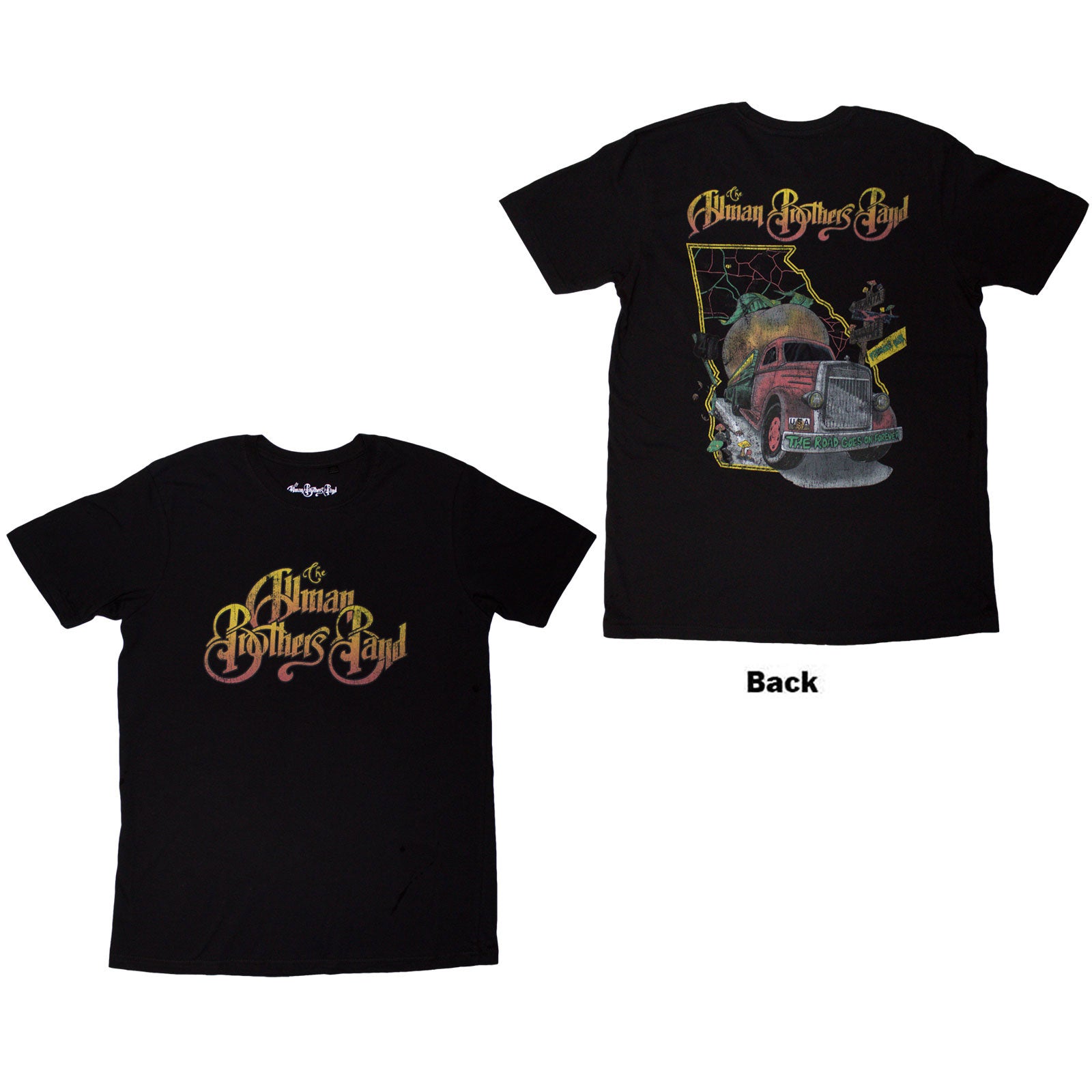 The Allman Brothers Band Unisex T-Shirt: Road Goes On (Black) (Back Print)
