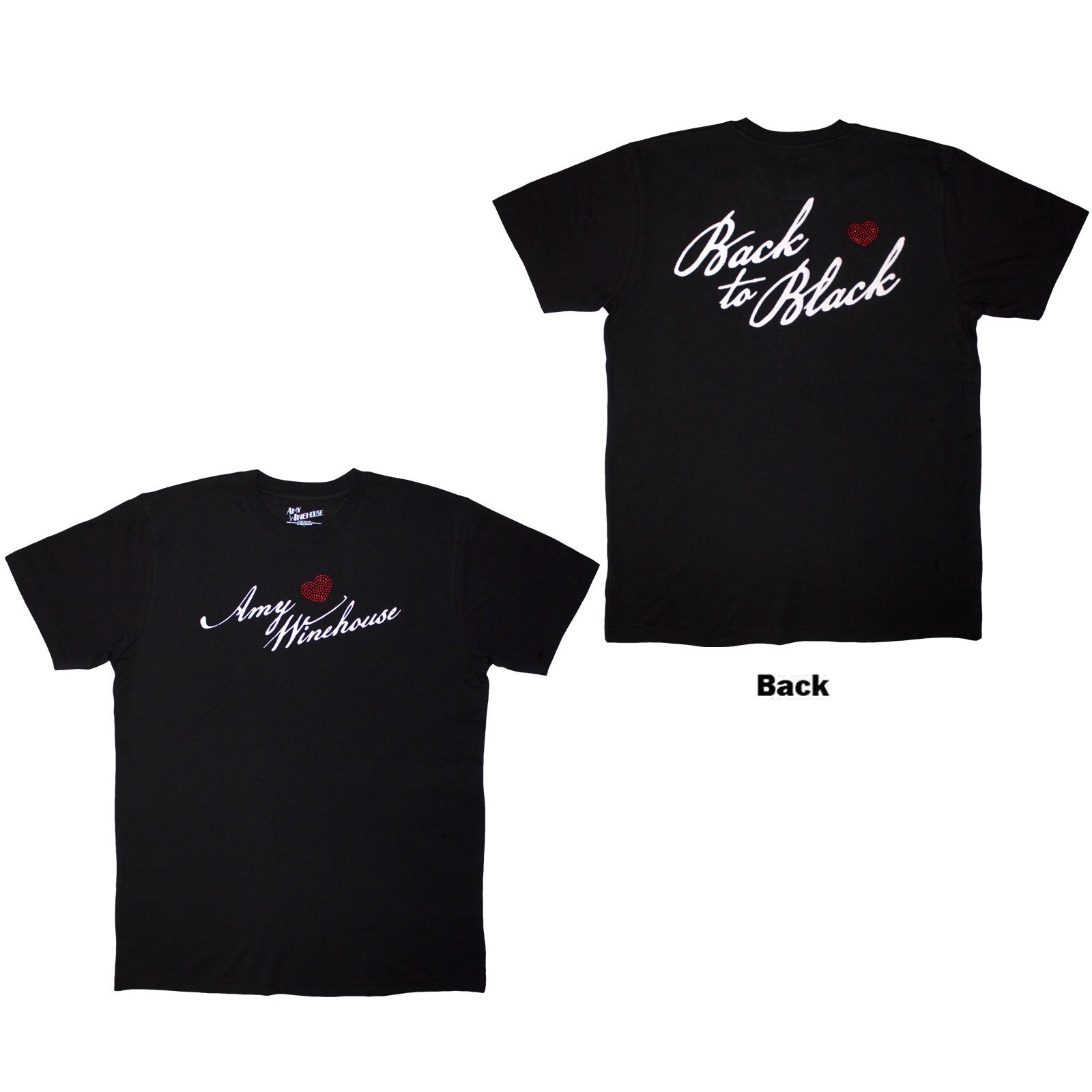 Amy Winehouse Unisex Embellished T-Shirt: Back To Black (Black) (Back Print)