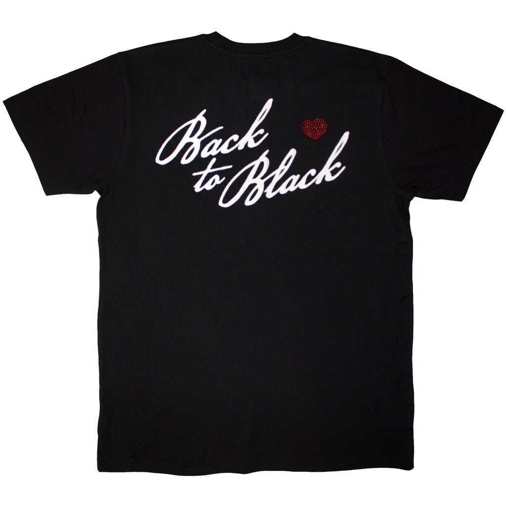 Amy Winehouse Unisex Embellished T-Shirt: Back To Black (Black) (Back Print)