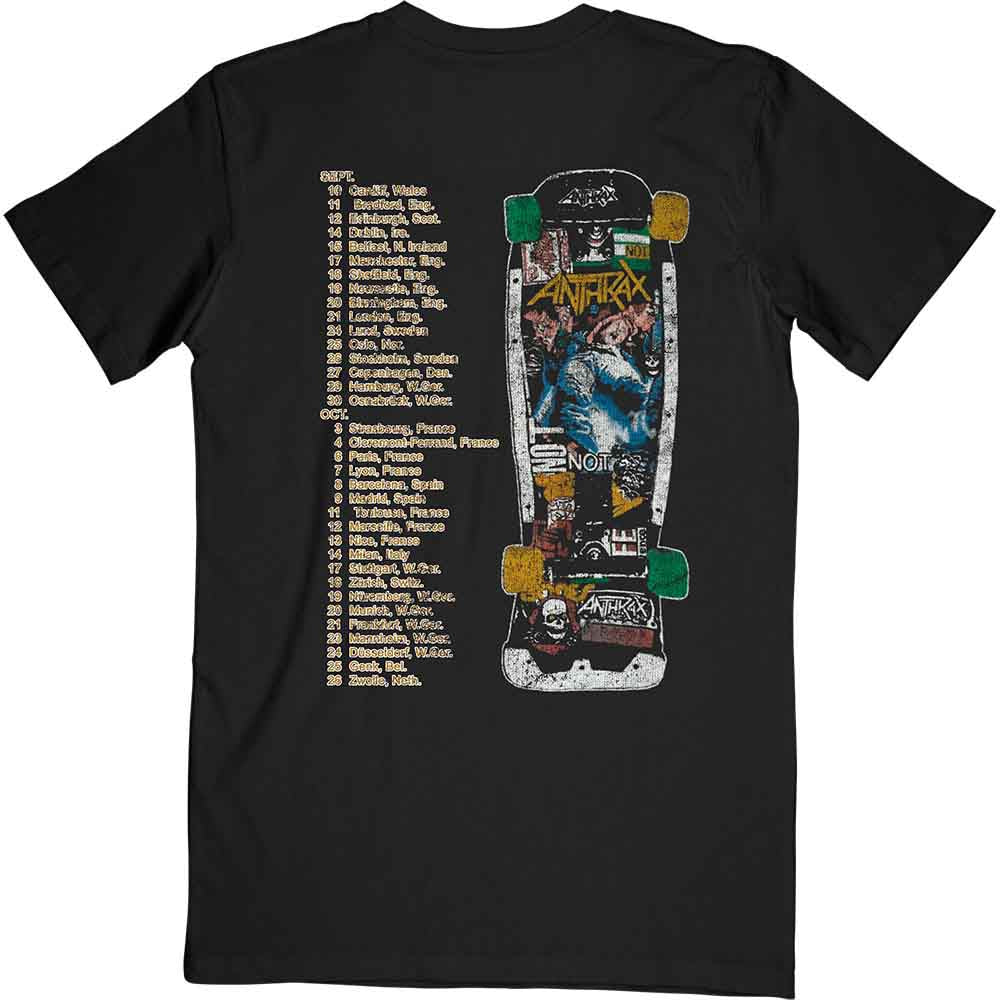 Anthrax Unisex T-Shirt: Spreading Skater Notman Vintage (Black) (Back Print)
