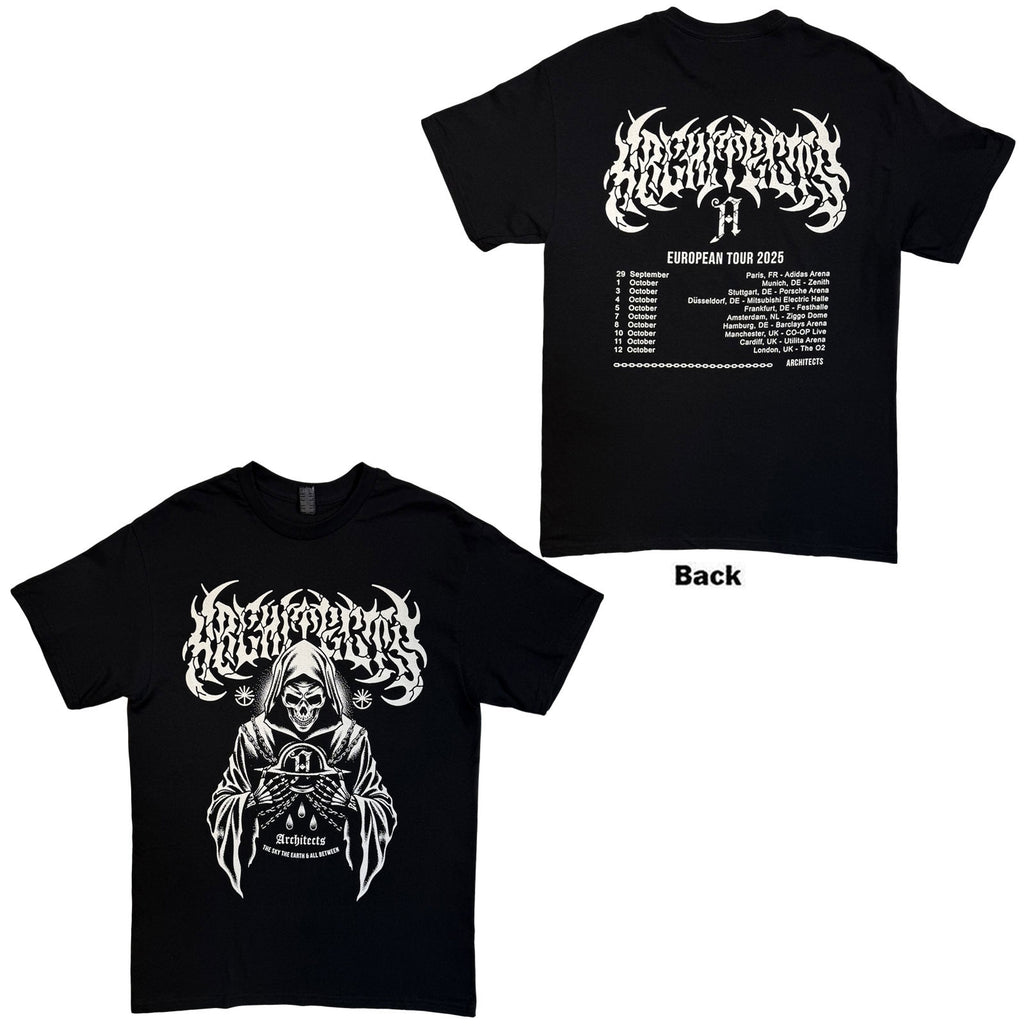 Architects Unisex T-Shirt: TSTE & AB Skeleton EU Tour 25 (Black) (Back Print) (Ex-Tour)