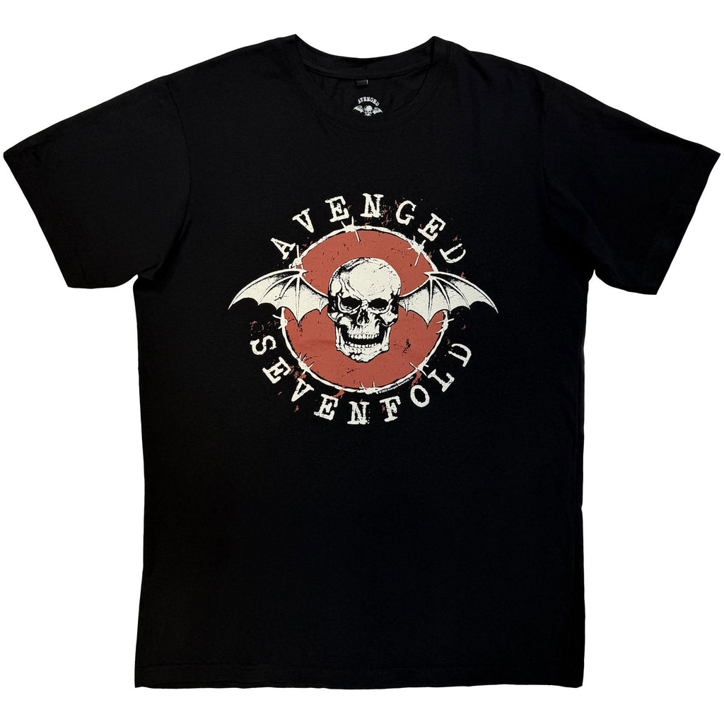 Avenged Sevenfold Unisex Premium Carbon T-Shirt: Deathbat Red Circle (Black)
