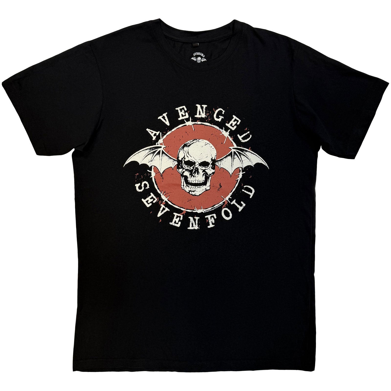 Avenged Sevenfold Unisex Premium Carbon T-Shirt: Deathbat Red Circle (Black)