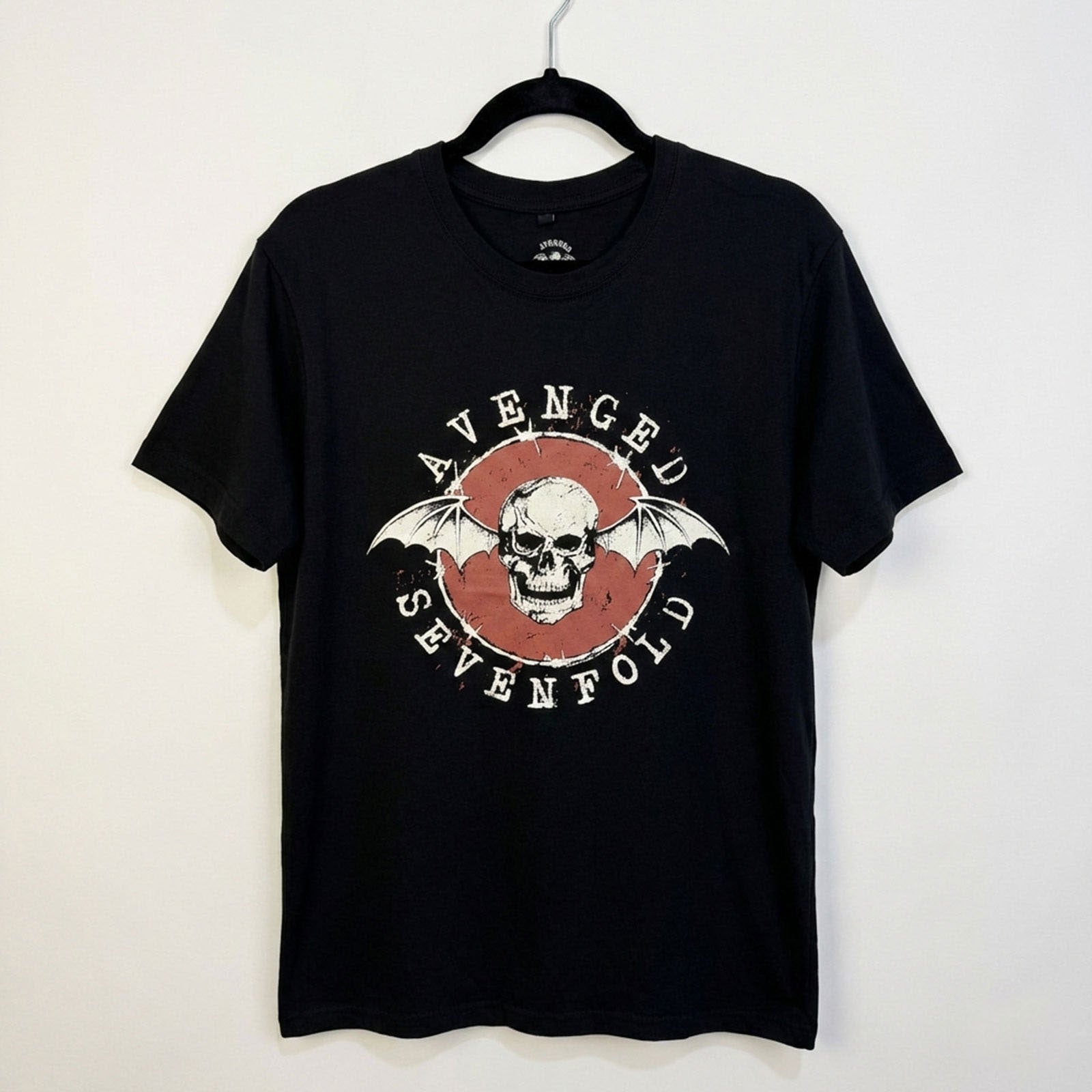 Avenged Sevenfold Unisex Premium Carbon T-Shirt: Deathbat Red Circle (Black)