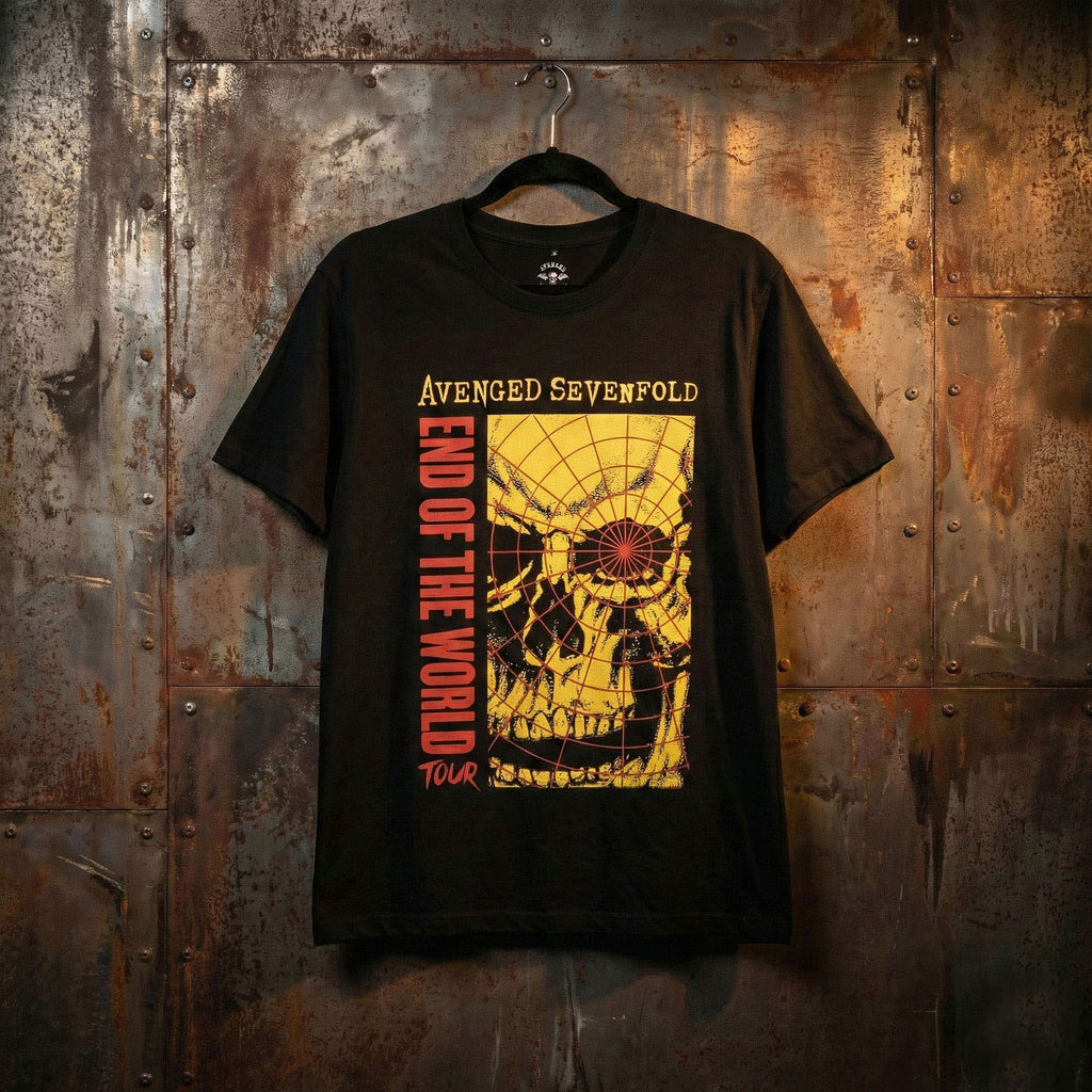 Avenged Sevenfold Unisex Premium Carbon T-Shirt: End Of The World Tour (Black)