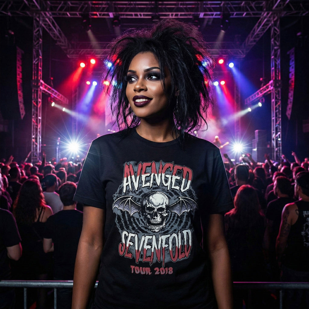 Avenged Sevenfold Unisex Premium Carbon T-Shirt: Tour '18 (Black)