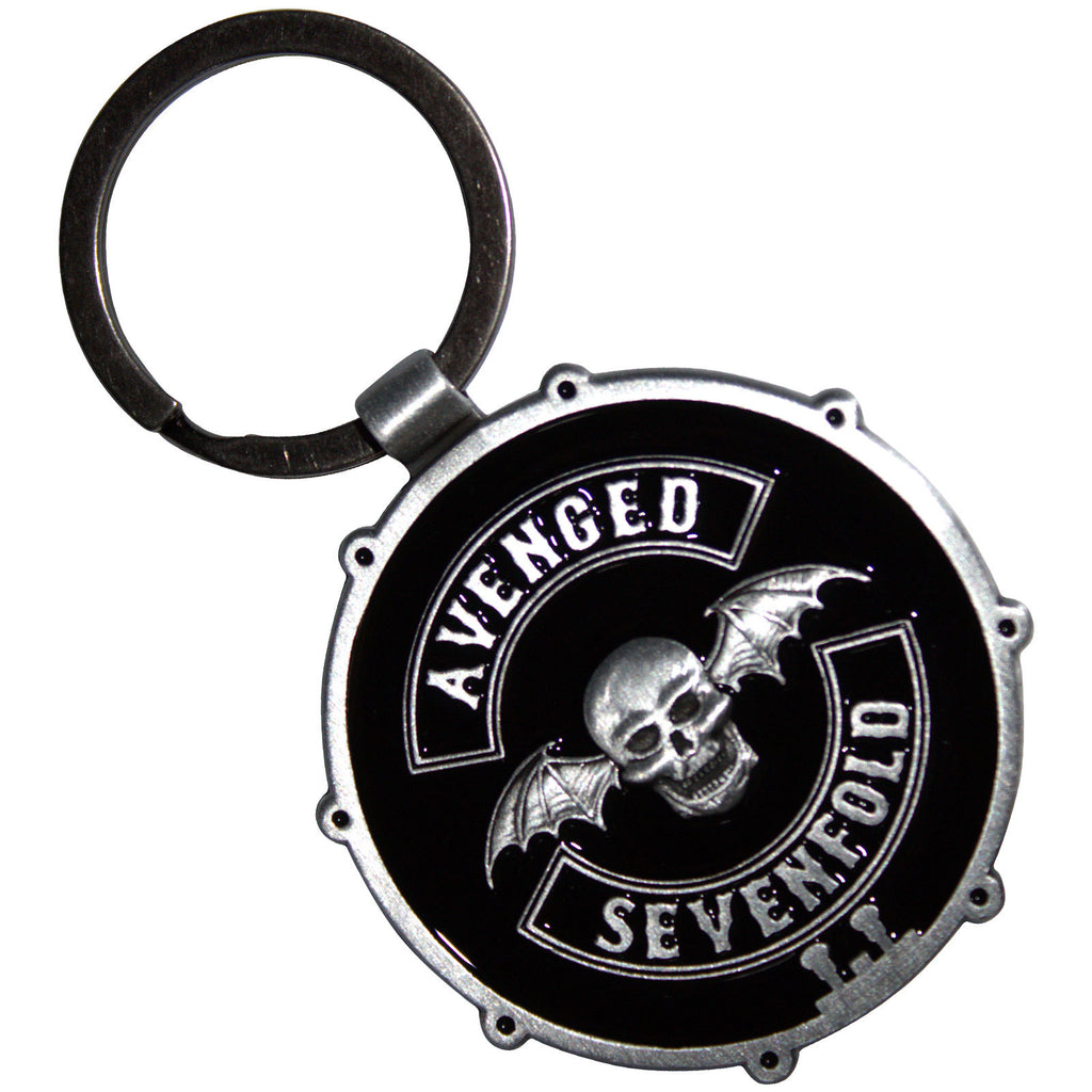 Avenged Sevenfold Keychain: Deathbat Crest Drum (Double-Sided)