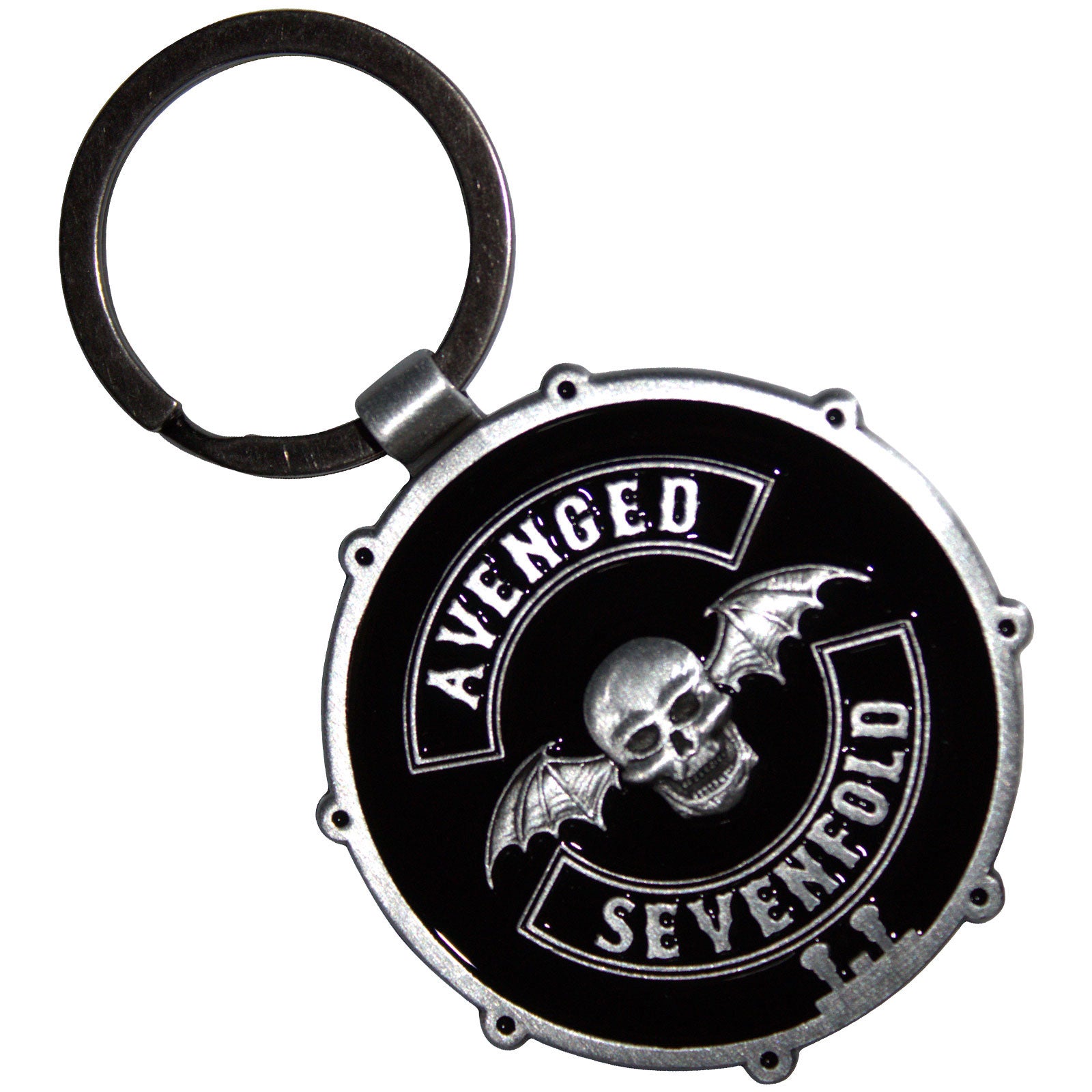 Avenged Sevenfold Keychain: Deathbat Crest Drum (Double-Sided)