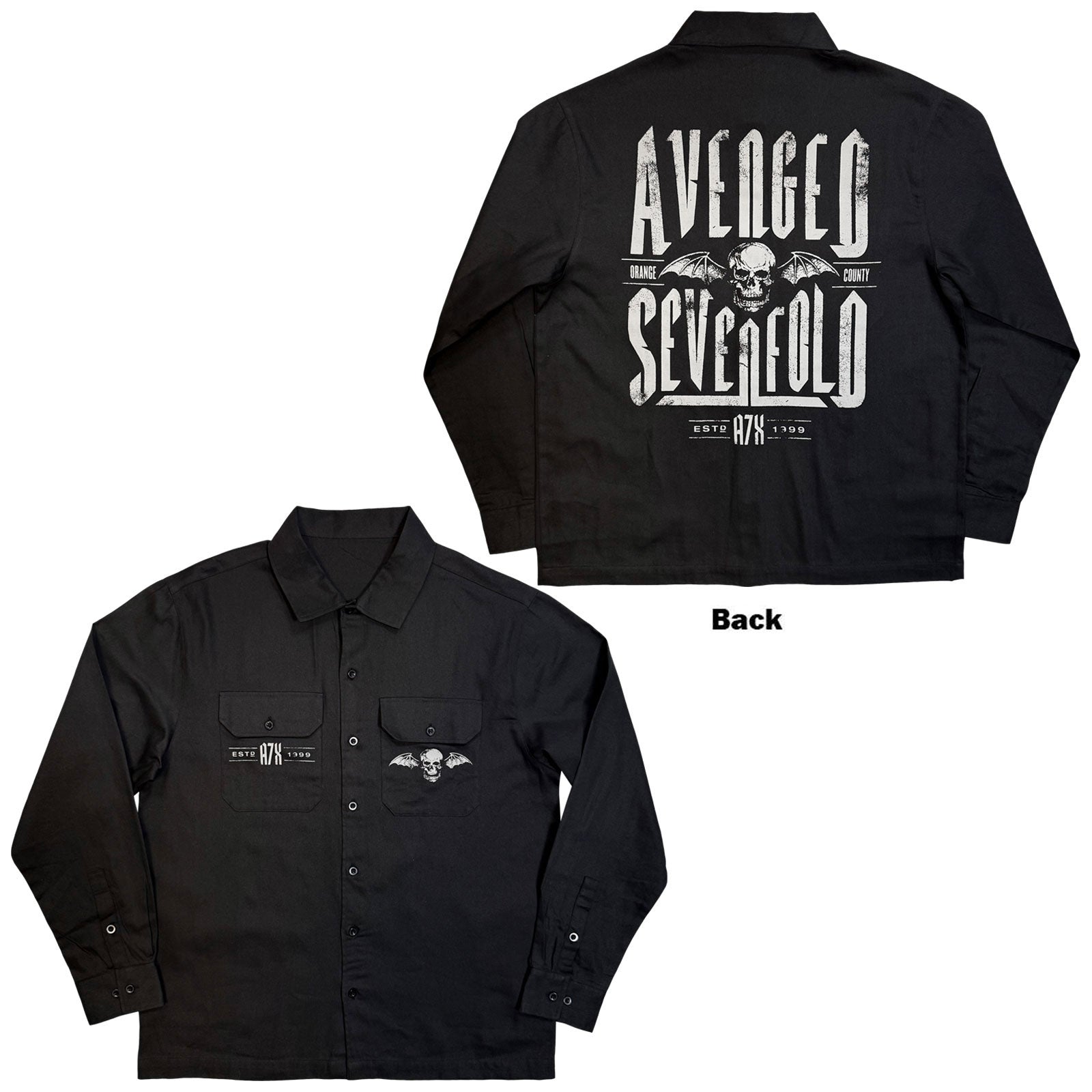 Avenged Sevenfold Unisex Casual Shirt: Est. 1999 (Black) (Back Print)