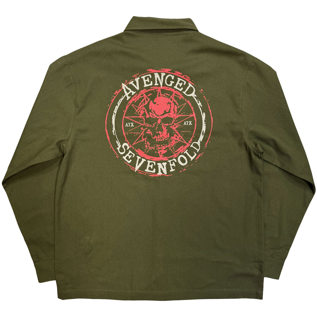 Avenged Sevenfold Unisex Casual Shirt: Skull Emblem (Green)