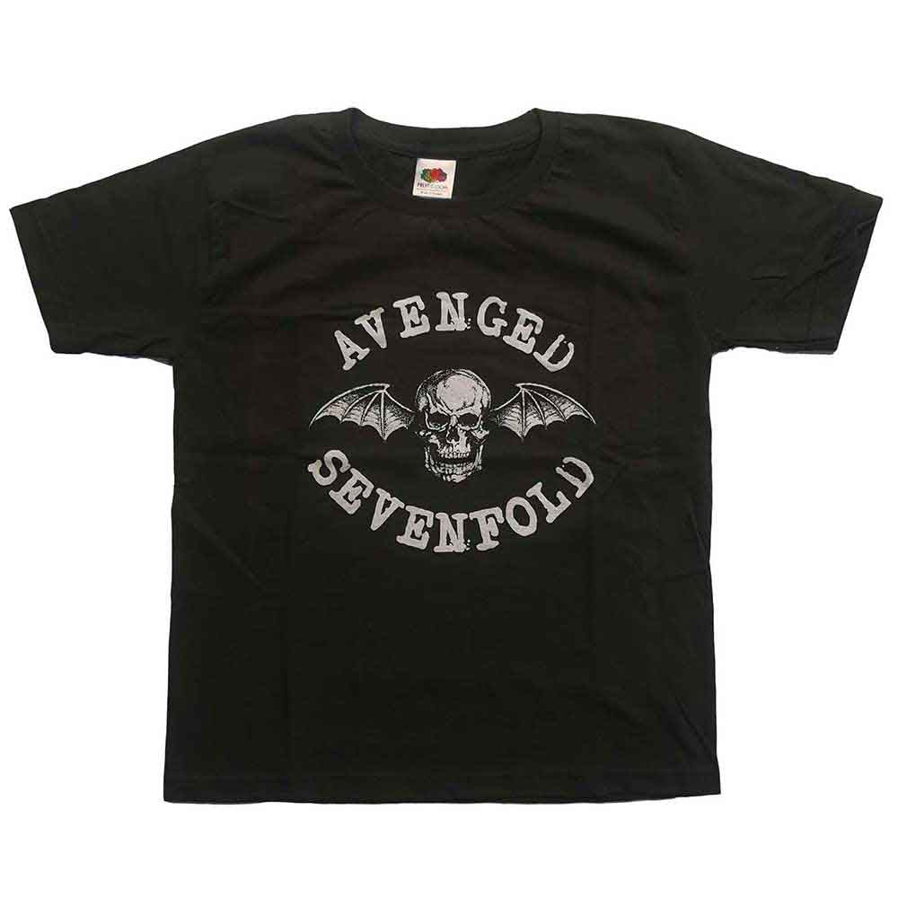 Avenged Sevenfold Kids T-Shirt: Classic Deathbat (Charcoal Grey)