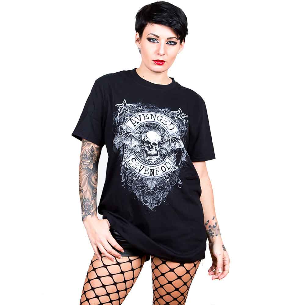 Avenged Sevenfold Unisex T-Shirt: Stars Flourish (Black)