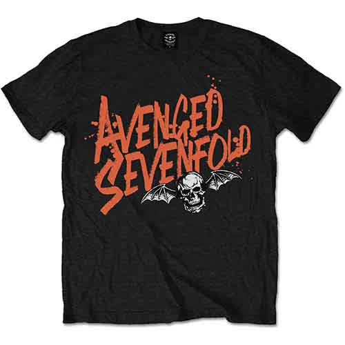 Avenged Sevenfold Unisex T-Shirt: Orange Splatter (Black)